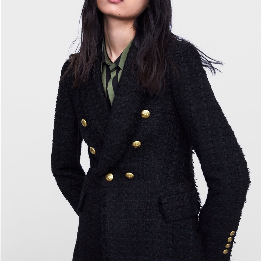 Zara Woman _ Tweed Blazer w/ buttons